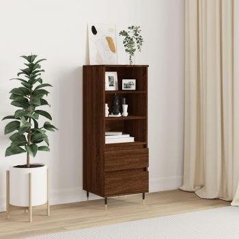 Aparador alto de madera contrachapada de roble marrón 40x36x110 cm