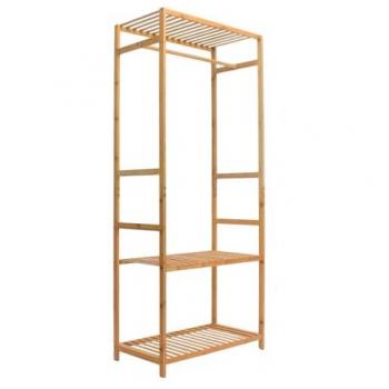 Perchero Zapatero de Bambú con Repisa 160x68x35cm Marrón 7house