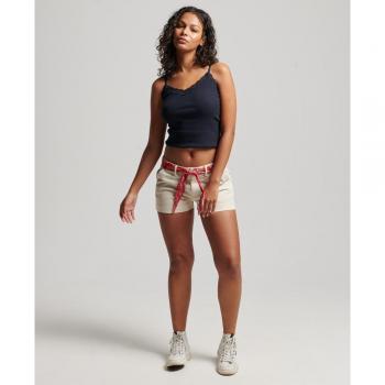 Short Chino Mini para Dama Superdry - Vintage, Ajustado, Color Crème, Talla 38