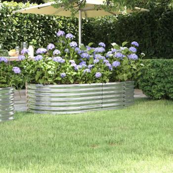 vidaXL Garden Raised Bed Powder-Coated Steel 152x80x36 cm Silver