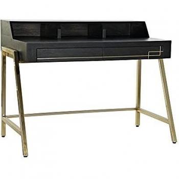 Black and Gold Mango Wood Desk (125 x 74 x 93.5 cm)