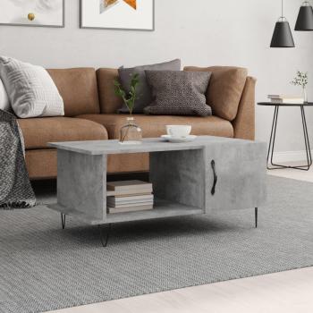 Mesa de centro de madera contrachapada gris con acabado de hormigón, dimensiones 90x50x40 cm