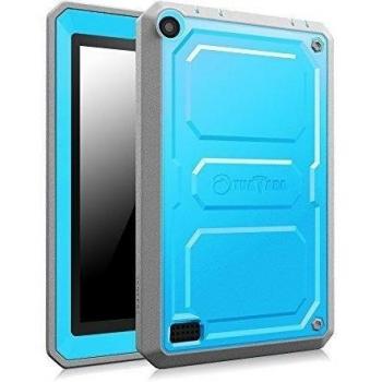 Fintie Fire 7 2015 Funda - [Pesada] [Doble Capa] Funda Case de Protección Hibrida Completa con Protector de Pantalla Incorporado para Amazon Fire