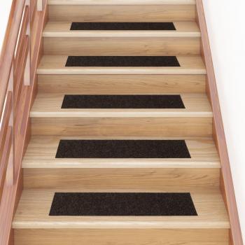 Alfombrilla Autoadhesiva para Escalera 15 Unidades 76x20 cm Color Antracita, Azul, Crema y Marrón Oscuro