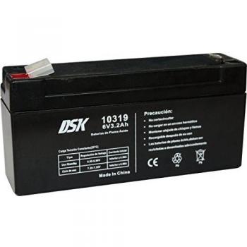 DSK 10319 Batería de Plomo AGM Recargable y Sellada de 6V y 3,2Ah, Ácido, Negro
