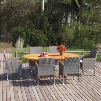 7-Piece Grey Poly Rattan Garden Dining Set