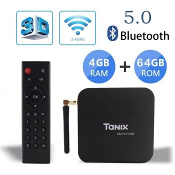 Sofobod Android 9.0 TV Box Tanix TX6 TV Box 4GB RAM/64GB ROM 4K TV Allwinner H6, up to 1.5 GHz, Quad Core Arm Cortex-A53 H.265 Decoding 2.4GHz/5GHz WiFi