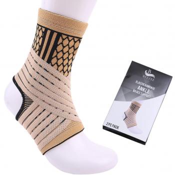 Bezzee Férula Soporte Tobillo Manga Ajustable - Brace Apoyo en el Tobillo Terylene y látex transpirable y ligero - Vendaje Compresión Correas Velcro - Talla Única Deportes, Fitness, Alivio Lesiones, Dolor Articulaciones, Esguinces - Grado Médico