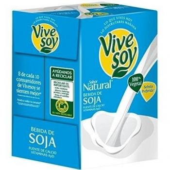 Vivesoy Bebida De Soja Sabor Natural - Pack de 4 x 1000 ml - Total: 4000 ml