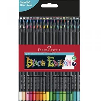 Faber-Castell 116436 Estuche de Lápices de Colores Triangulares Black Edition, Multicolor, 36 Piezas