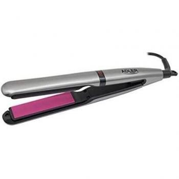 ADLER AD 2319 - Plancha de pelo con placas de cerámica anchas, plancha de pelo para todo tipo de cabello, alisado, ondas, pantalla LCD, regulación de temperatura 140-220°C, cable giratorio 360º