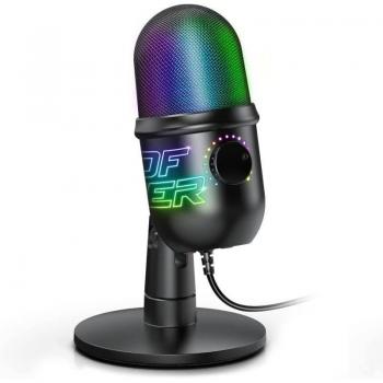 Spirit of Gamer EKO 400 - Micrófono de Mano USB Gaming con Iluminación RGB, Cable de 1.9m - Negro