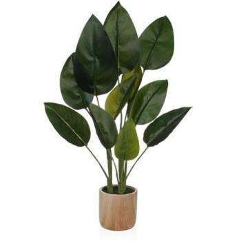 Planta Decorativa Versa de Metal y Poliestireno con Base de Cemento - 40 x 77 x 38 cm