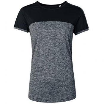 berghaus Mujer Voyager Tech Camiseta Corta Cuello Redondo, Mujer, Color Carbon Marl/Jet Black, tamaño Medium