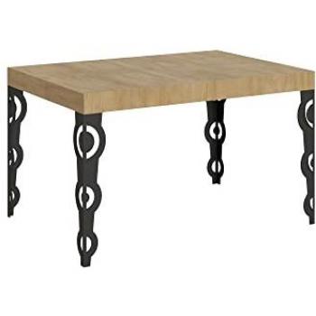 Mesa extensible Karamay 90x130/390 cm Roble Nature con estructura Antracita