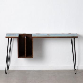 Escritorio Ixia de 140 x 35 x 77 cm en Metal y Madera, color marrón