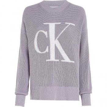 Calvin Klein Jeans - Jersey mujer lila con logo CK grande