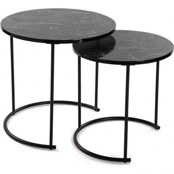 Conjunto de Mesillas Nido Eiffelton en Negro, Modernas y Funcionales