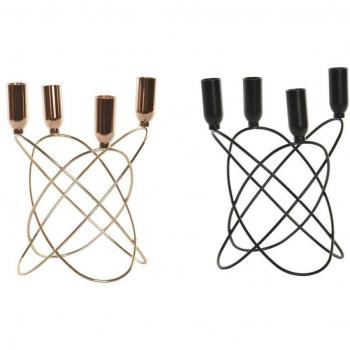 Candelabro DKD Home Decor Negro Dorado Metal Moderno 20 x 20 x 23 cm (2 Unidades)