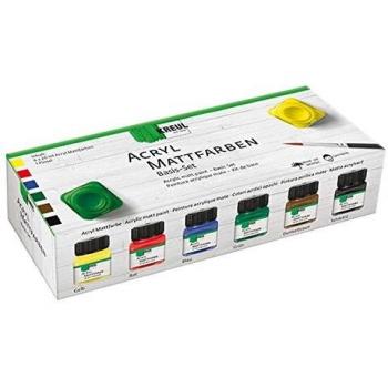 Set de Pintura Acrílica Mate Hobby Line - 6 x 20 ml, colores variados, base acuosa y secado rápido