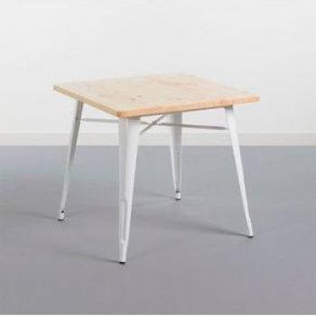 Mesa de Comedor Iron Wood Thinia Home Cuadrada Blanco/Natural 74X80x80 Cm