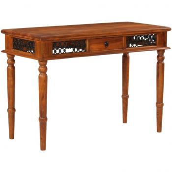 Escritorio con cajón de madera maciza de acacia 110x50x76 cm Marrón