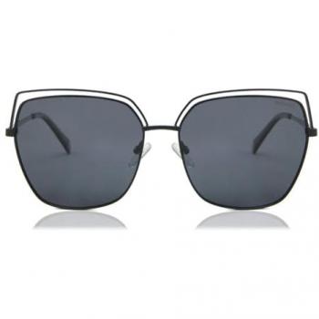 Polaroid Square Women's Black Grey Polarized Metal Sunglasses - One Size