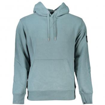 Chic Green Brushed Cotton Hoodie for Men - XL with Central Pocket and Logo