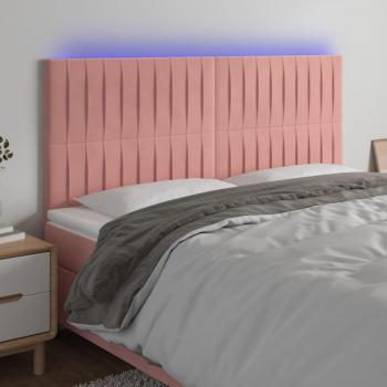 Cabecero LED Rosa 200x5x111/128 cm Terciopelo con luces led