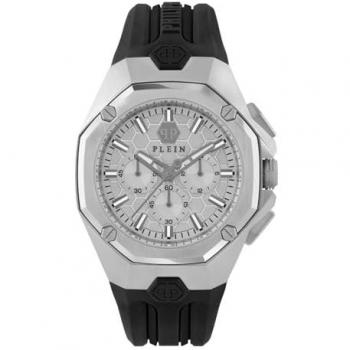 Philipp Plein Octagon Men's Chronograph Watch 45mm Silicone Black 5ATM