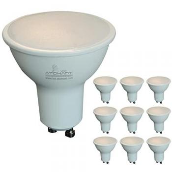 Bombilla LED GU10 9W 1100LM ATOMANT, color blanco neutro (4500K), 1100 lúmenes, ángulo de apertura de 120º, equivalente a halógeno de 110W