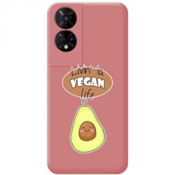 Funda Silicona Líquida Rosa Vegan Life para TCL 50 5G con Diseño de Dibujos