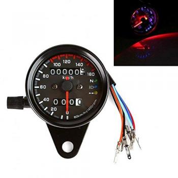 LTC® Universal 12 V Motocicleta 13000rmp Tacómetro tacómetro KM/H cuentakilómetros Odometer con LED Luz de fondo negro