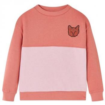 Sudadera Infantil Bloque de Colores Dibujo de Gato Color Rosa 104
