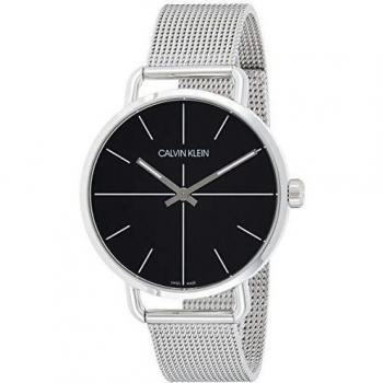 Reloj de hombre Calvin Klein Even K7B21121, acero inoxidable, esfera negra, correa de cuero negro, resistente al agua hasta 30 metros, mecanismo de cuarzo