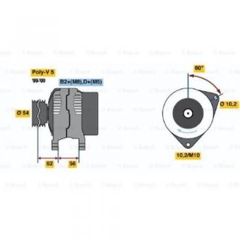 Alternador BOSCH 0 986 047 280 - Tipo: Alternador, Marca: BOSCH, Número de pieza: 0 986 047 280