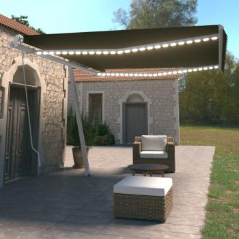 Toldo manual retráctil con luz LED gris antracita 450x350 cm vidaXL