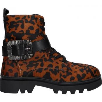 Gioseppo Botín de Leopardo Biker en Piel con Piso Track y Cristales Ahumados Extraíbles para Mujer