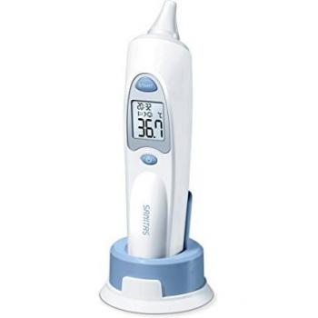 Termómetro digital Sanitas SFT 53 de contacto para la fiebre, color blanco, diseñado para medir la temperatura corporal a través del oído