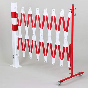 Poste de Seguridad con Rejilla Plegable, 4000x1000mm, Reflectante Rojo/Blanco, Cuadrado 70x70mm, Instalación Atornillada