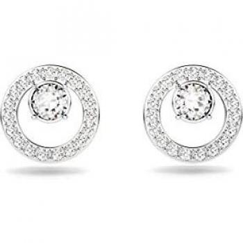 Swarovski Pendientes Creativity para Mujer, Pendientes Circulares con Cristales Blancos, en Baño de Rodio, Colección Creativity de Swarovski