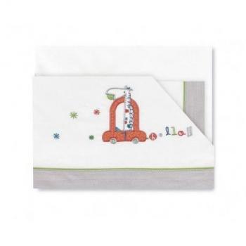 Pirulos 00312520 - Sábanas, diseño big car, 60 x 120 cm, color blanco y turquesa