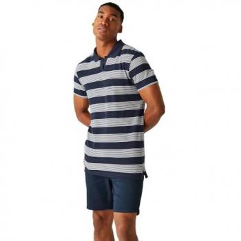 Regatta Men's Breathable Tempete Short Sleeve Polo Shirt - Navy White Stripe