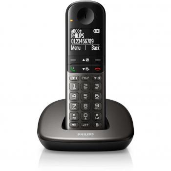 Philips XL4901S/77 Teléfono Inalámbrico con Teclas Grandes y Compatibilidad con Audífono, Color Negro