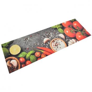 Alfombra de cocina lavable de terciopelo con dibujo de verduras 60x180 cm