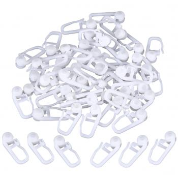 Clips de Cortina Enrollable Ganchos de Cortina de Plástico Blanco para Cortina de Tipo de Vía, 50 Piezas
