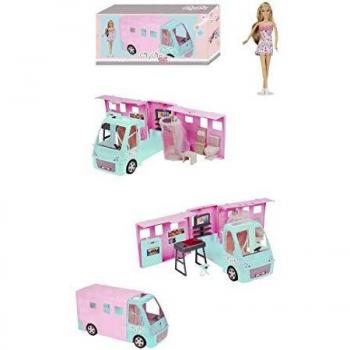 ODS City Life - Camper de Ruedas Libres con Moda Doll incluida, Color Rosa, 7