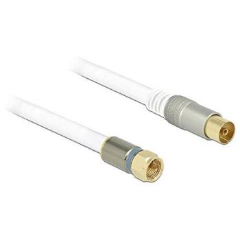 Cable Antena F Macho a IEC Hembra RG-6/U Cuádruple Blindaje 7,5 m Premium Blanco (120 dB)