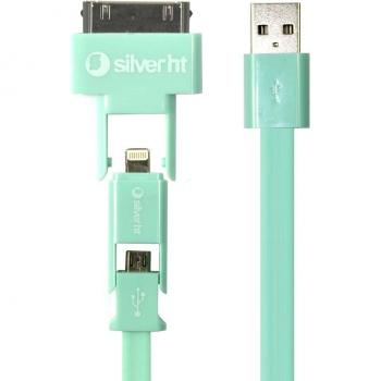 Silver HT - Cable de carga/sincronización Combo 8 pines, 30 pines y Micro USB 1 metro