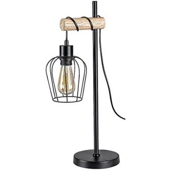 Lámpara de Mesa Industrial de Metal Negro Mate E27 con Interruptor en Cable Rabalux Fabian